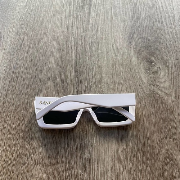banbe the jagger white & black oversized shield acetate frame sunglasses eyewear - Picture 2 of 3